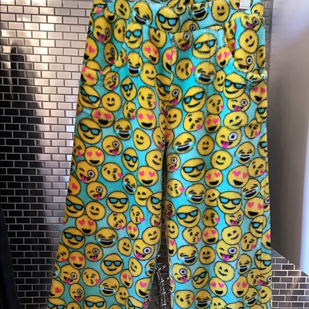 Candy pink Fuzzy Emoji PJ Pants